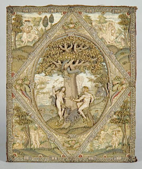 Panneau intérieur de cabinet ou tableau de dévotion&nbsp;: La Chute, La Création d’Adam, La Création d’Ève, Adam et Ève chassés du Paradis, La Vie sur terre