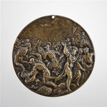 Médaillon en bronze représentant une bataille