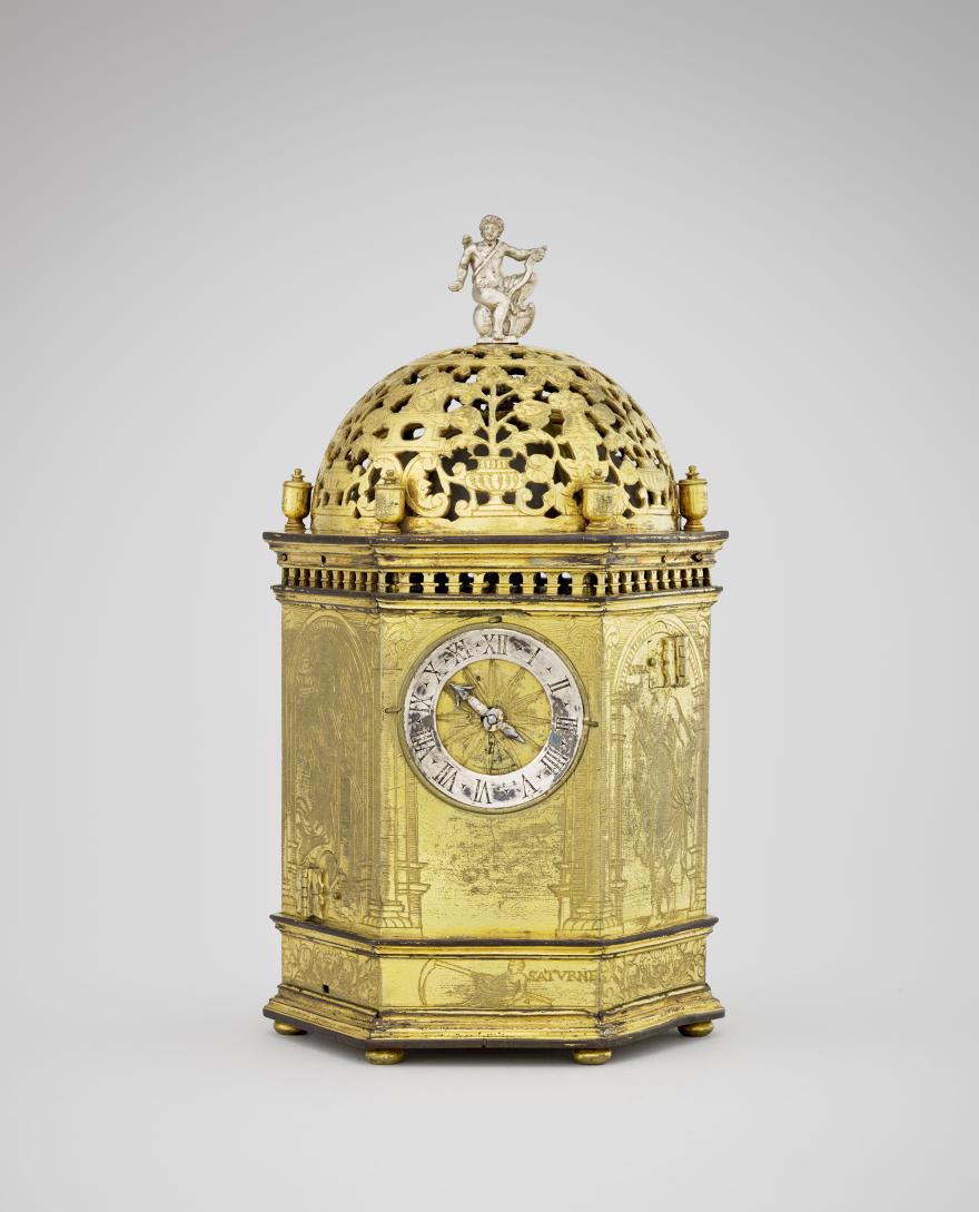 Horloge de table hexagonale en forme de tour