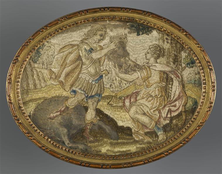 Médaillon : Méléagre offrant à Atalante la tête du sanglier de Calydon