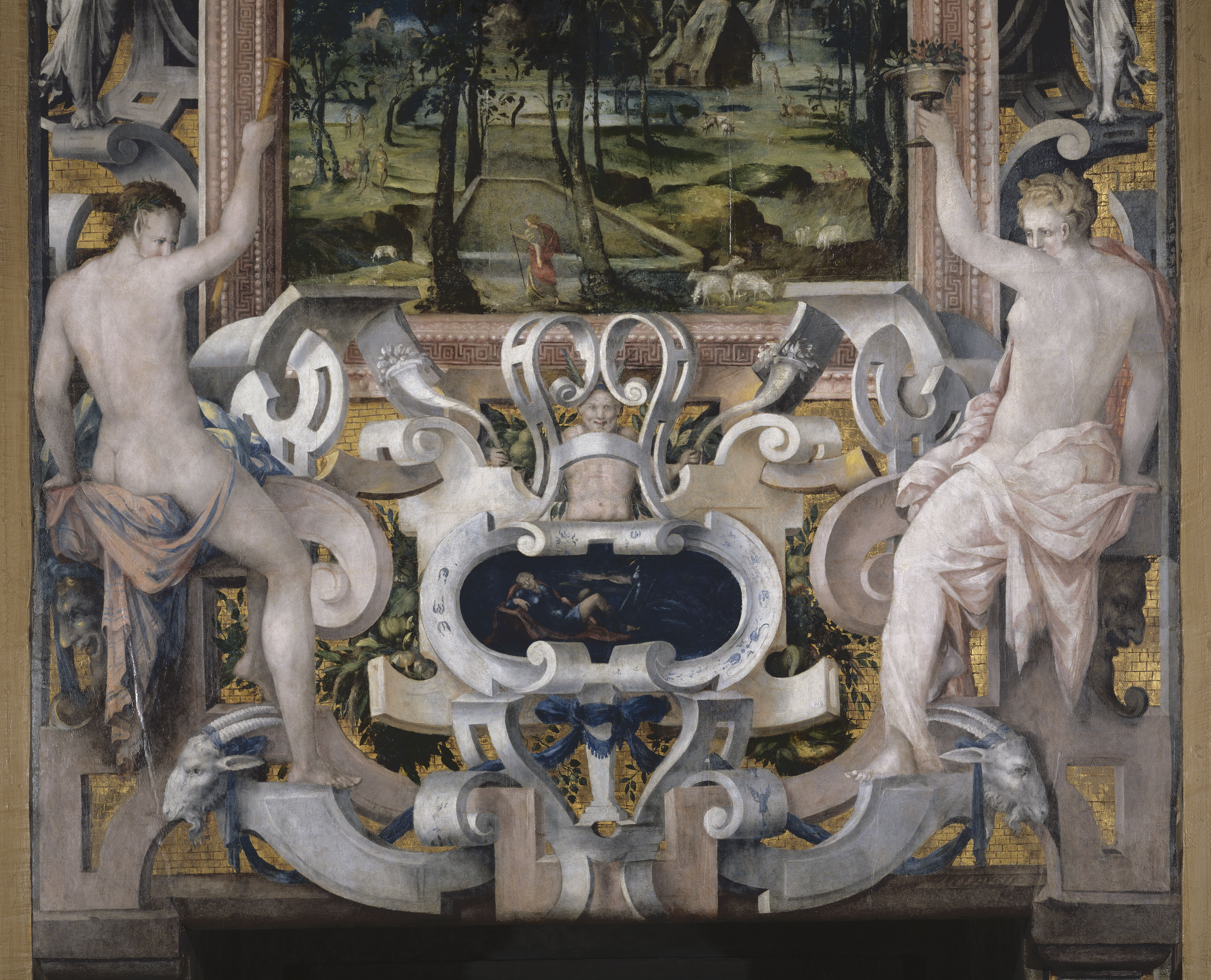 Plaque de cheminée décorée - Emblême François 1er