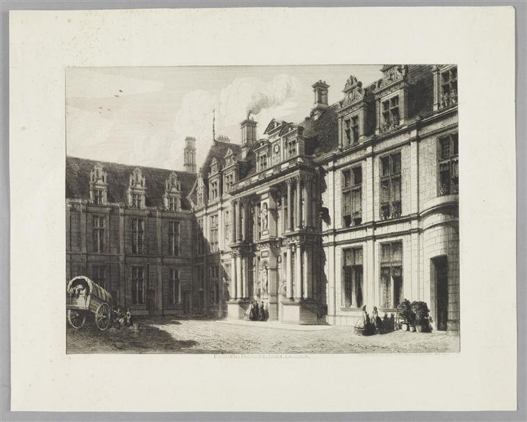 Ecouen, façades dans la cour, Octave de Rochebrune, 1865