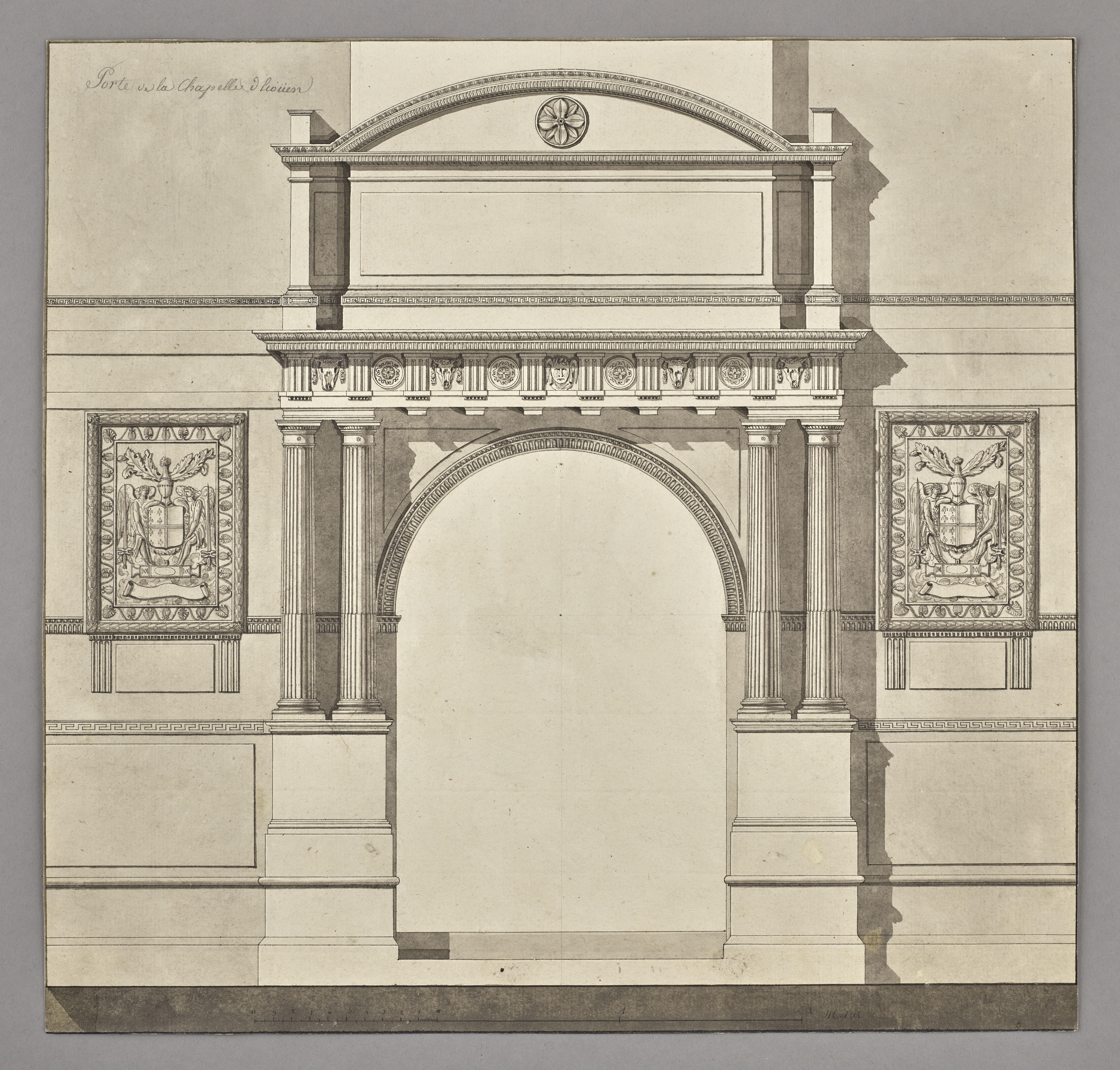 Relevé de la porte d’entrée de la chapelle du château d’Ecouen