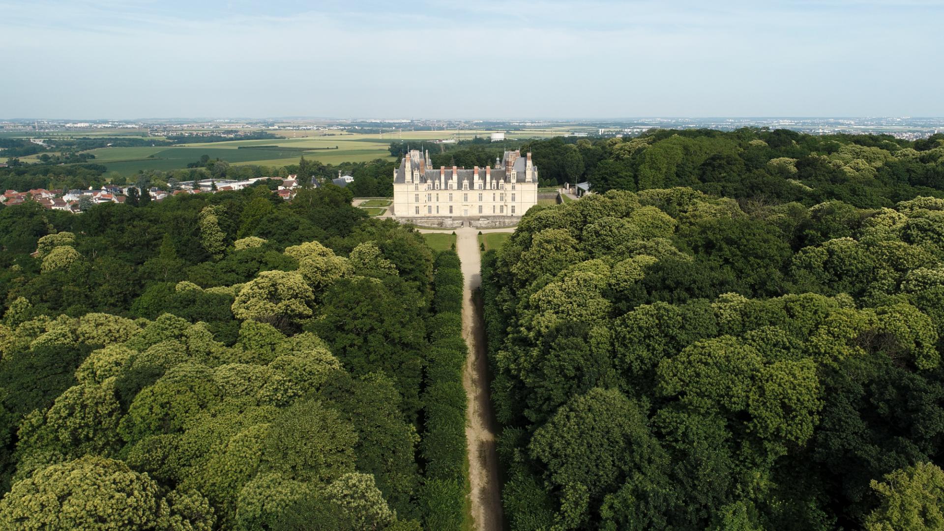 Vue aérienne du domaine du château d'Ecouen